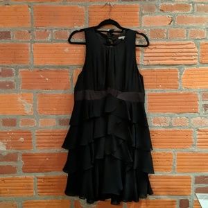 RW&CO Black Mermaid Ruffles Chiffon Inspired Dress